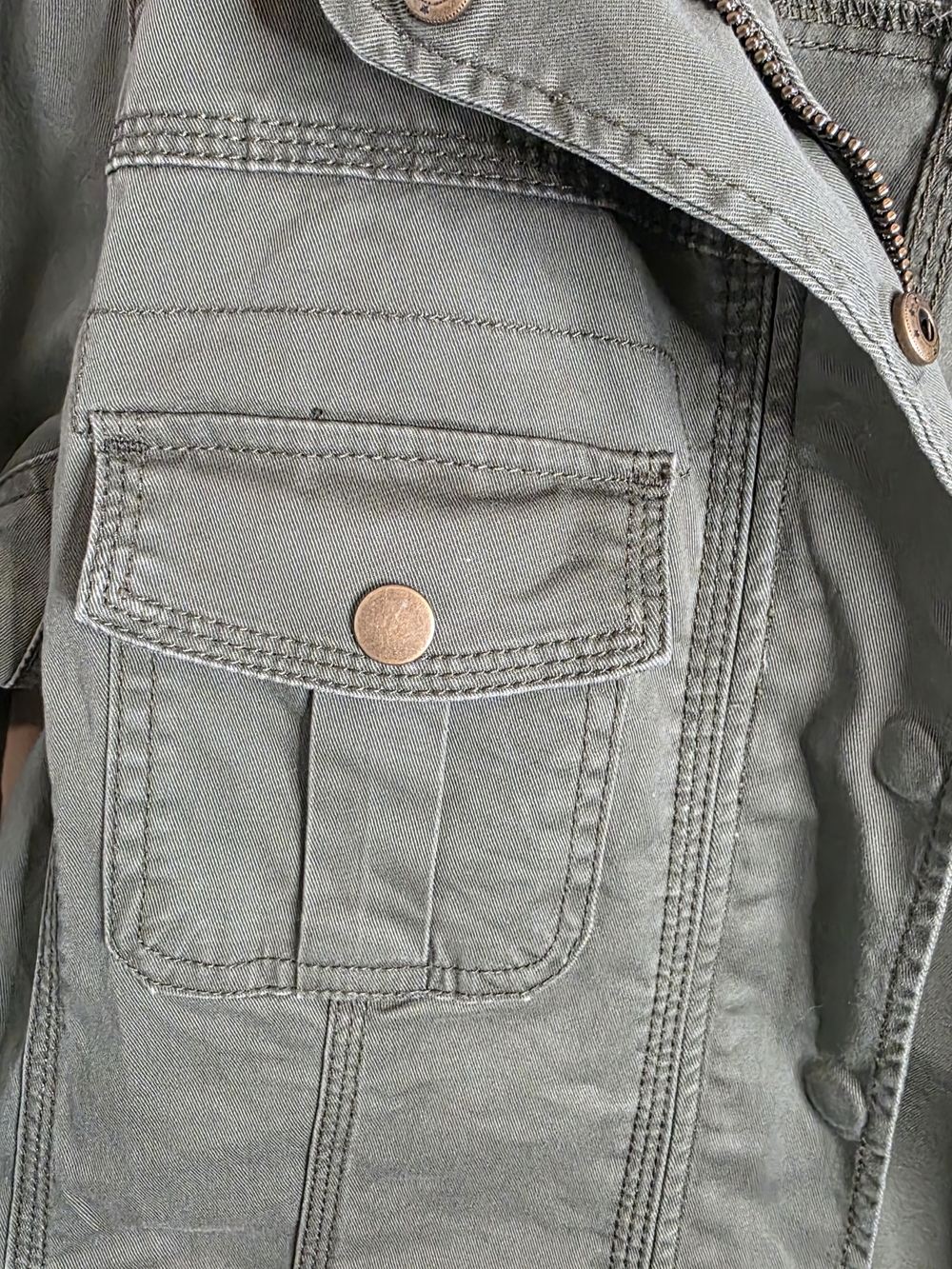 Kensie Olive Green Military Utility Jacket - Picture 3 of 6